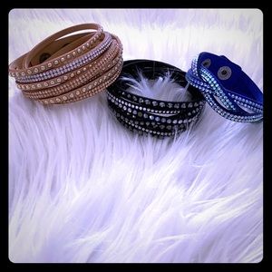 3 total adjustable rhinestone bracelets